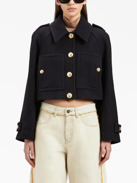 Palm Angels virgin-wool blend cropped coat PWEA110F23FAB0014676 - 2