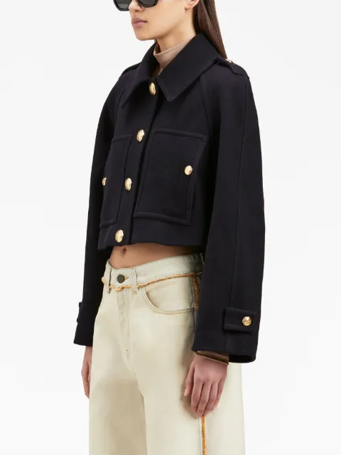 Palm Angels virgin-wool blend cropped coat PWEA110F23FAB0014676 - 3