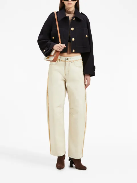 Palm Angels virgin-wool blend cropped coat PWEA110F23FAB0014676 - 1