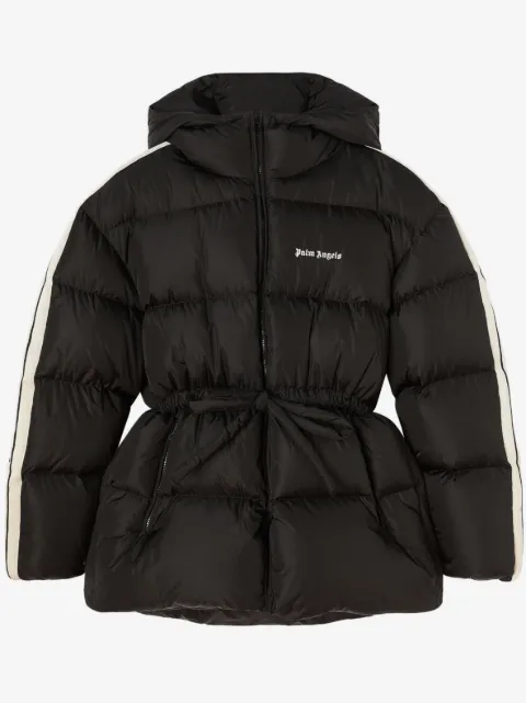 Palm Angels logo-print belted down jacket