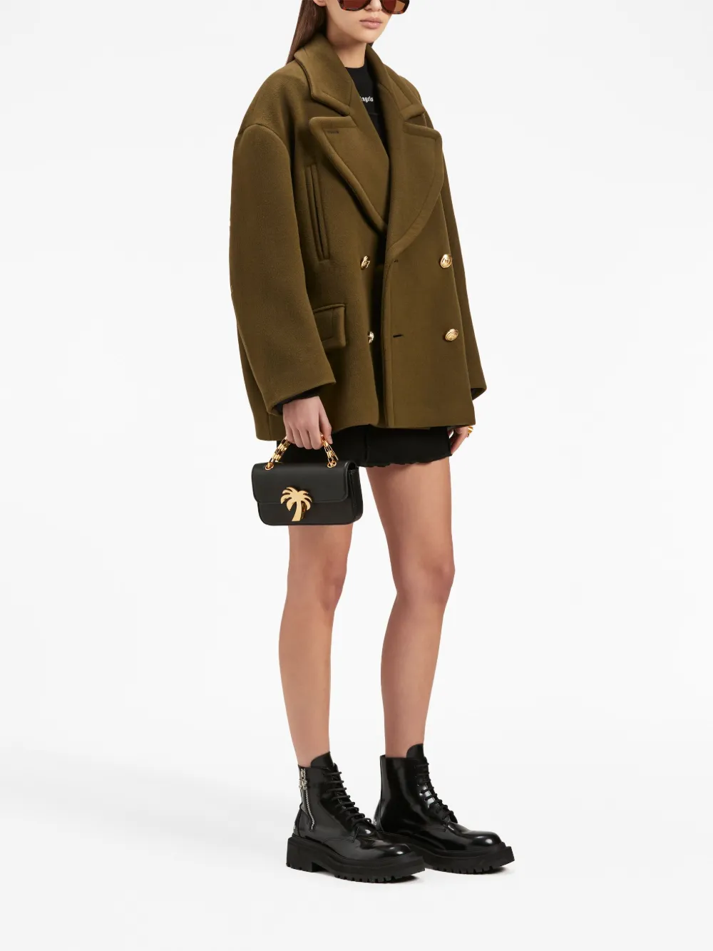Palm Angels palm-embroidery double-breasted coat | Double Breasted & Peacoats | Image 2