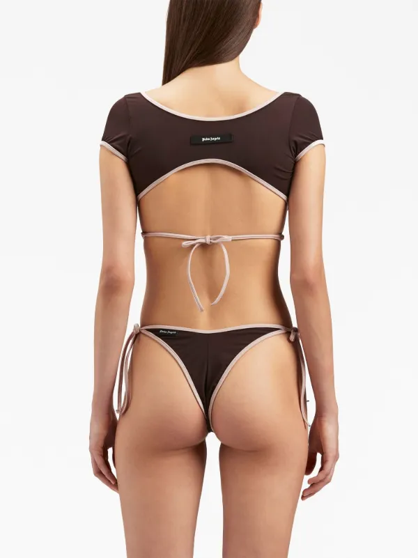 Cap sleeve crop bikini top hotsell