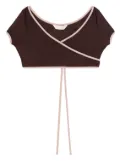 Palm Angels cap-sleeve wrap bikini top - Brown