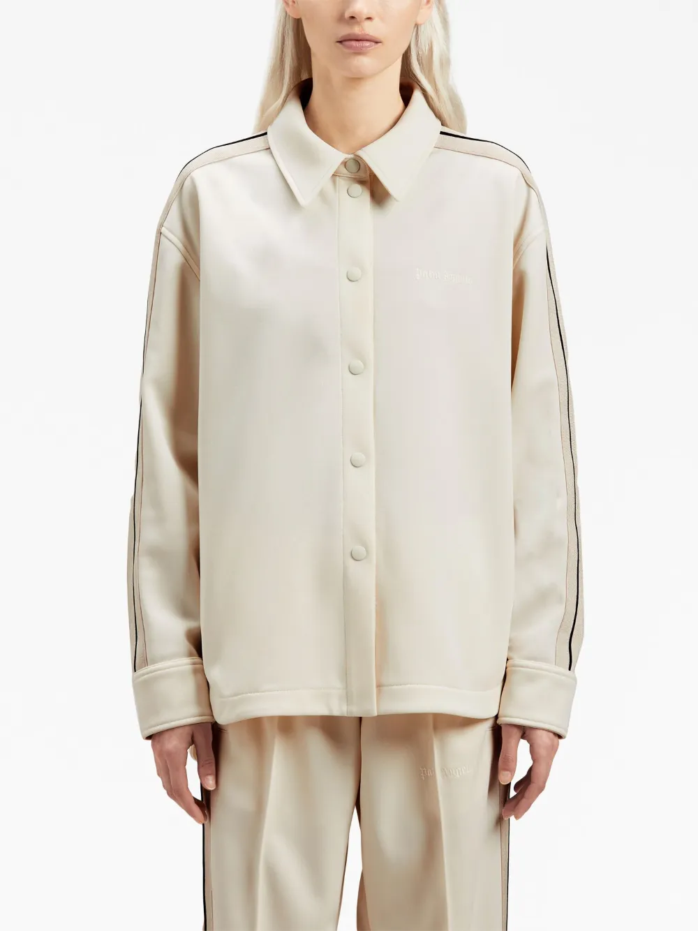  Palm Angels Logo-embroidered Track Shirt - White 