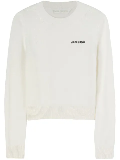 Palm Angels logo-embroidered crew-neck jumper