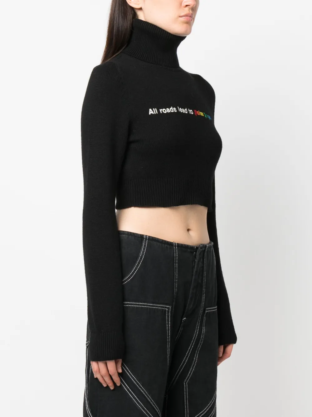 Shop Palm Angels All Roads Cropped Jumper In Schwarz