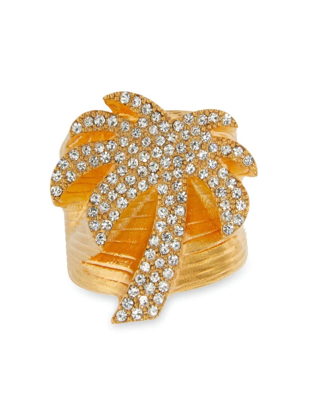 Palm Angels Palm-tree Crystal-embellished Band Ring In Gold