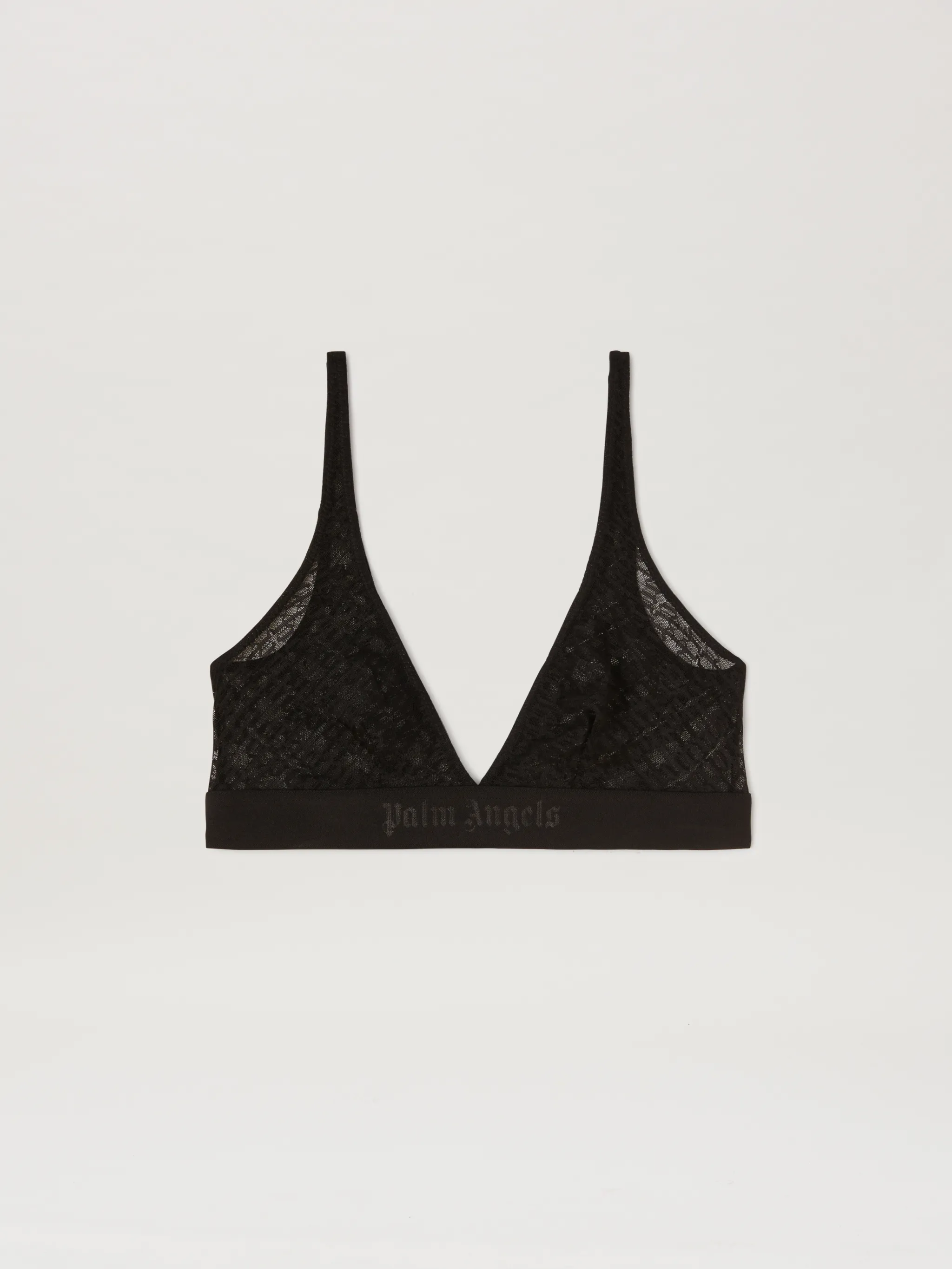 Lace Classic Logo Triangle Bra in black - Palm Angels® Official