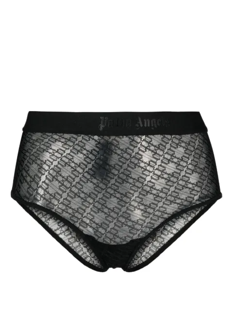 Palm Angels logo-waistband lace briefs