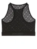 Palm Angels sheer-lace logo racerback bra - Black