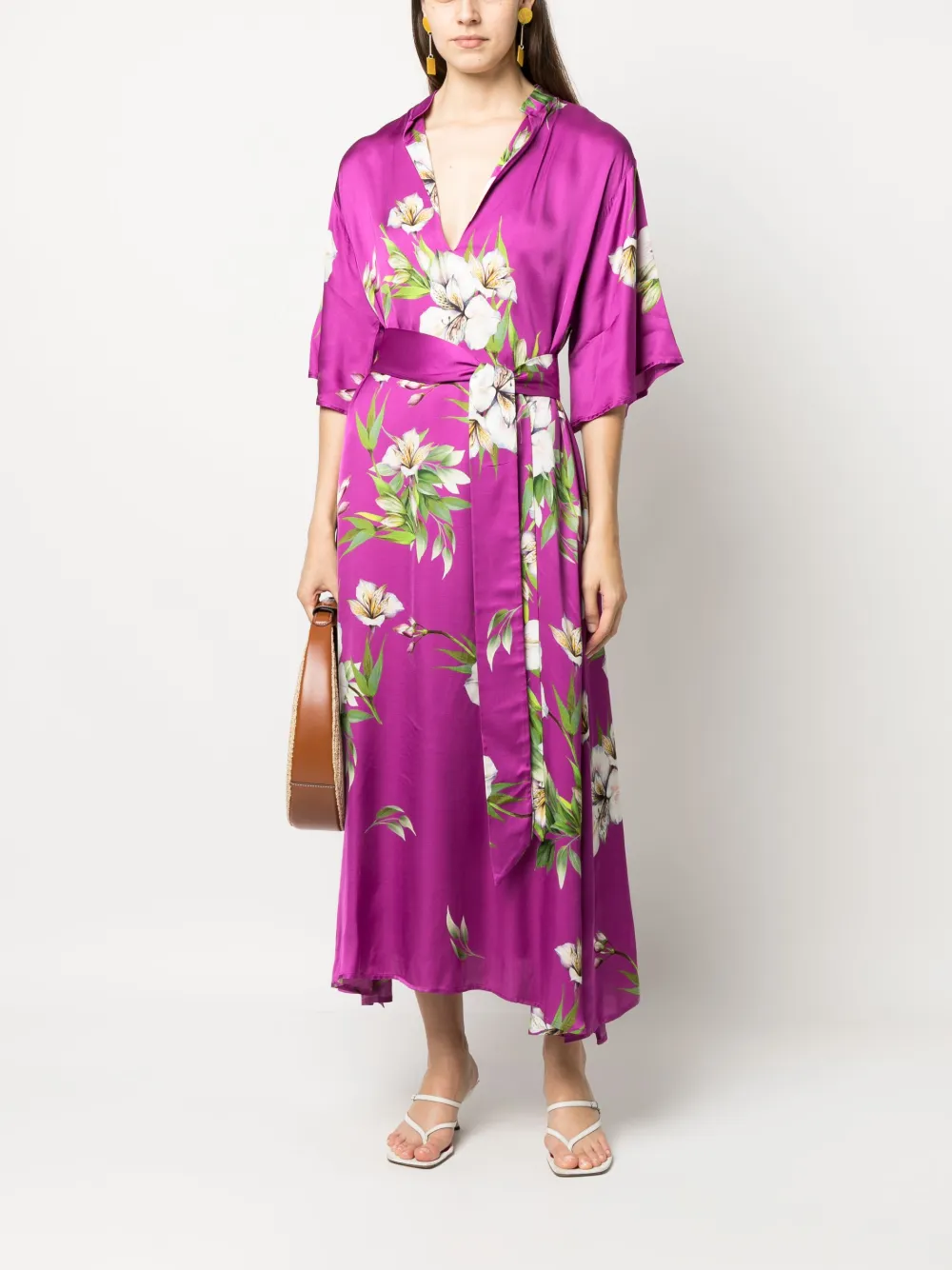 813 floral-print satin maxi dress - Paars