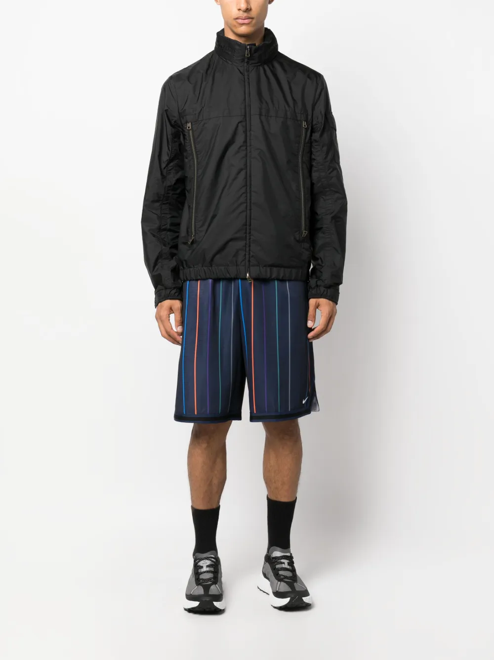 Nike Basket stripe-pattern track shorts - Blauw