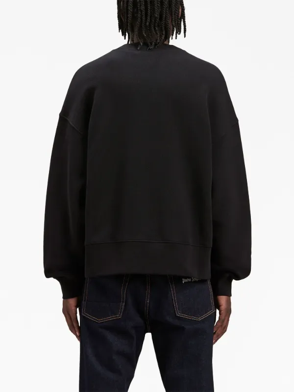 【関税込み】Palm Angels ブラック All Roads スウェットシャツ Palm Angels All Roads slogan-print Cotton Sweatshirt | Black
