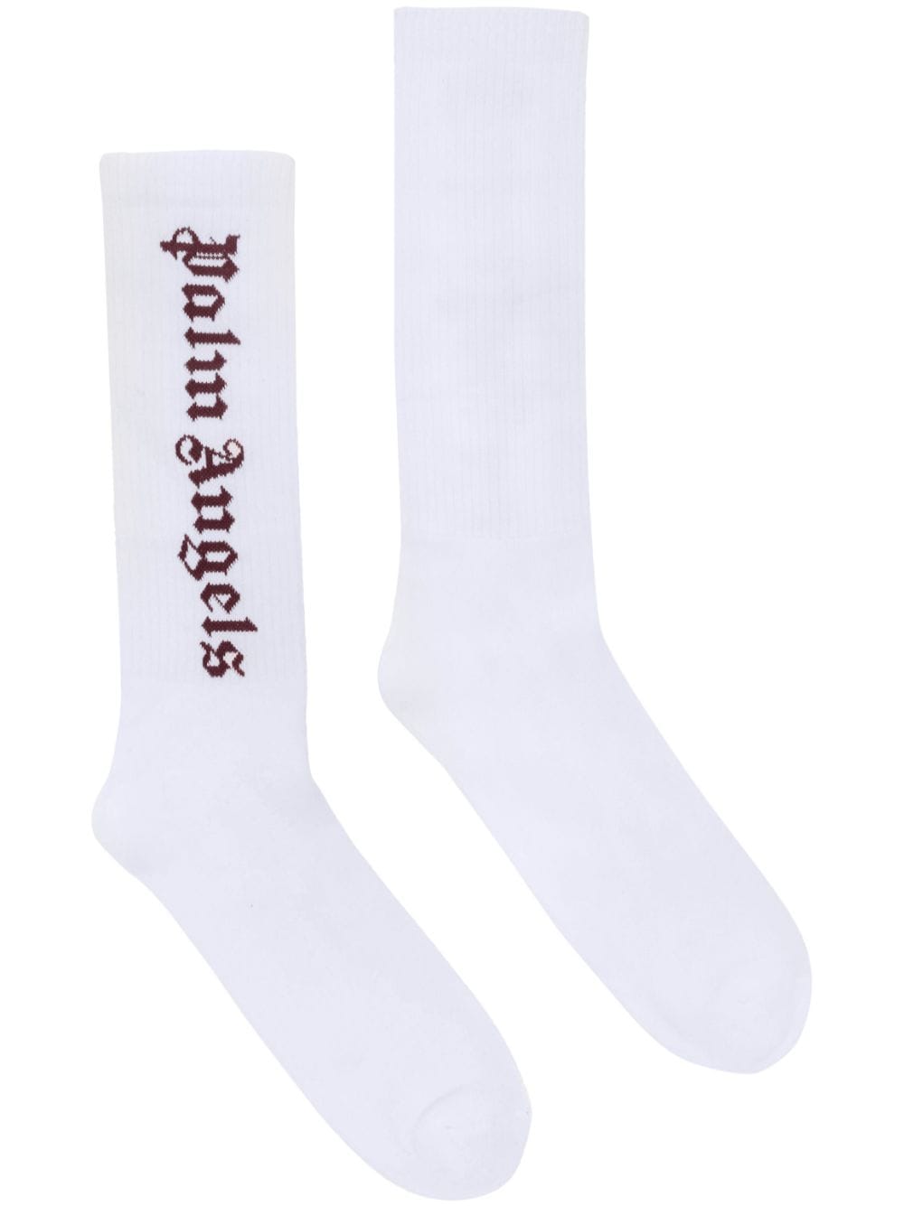 Palm Angels Intardia-knit Logo Calf Socks In White