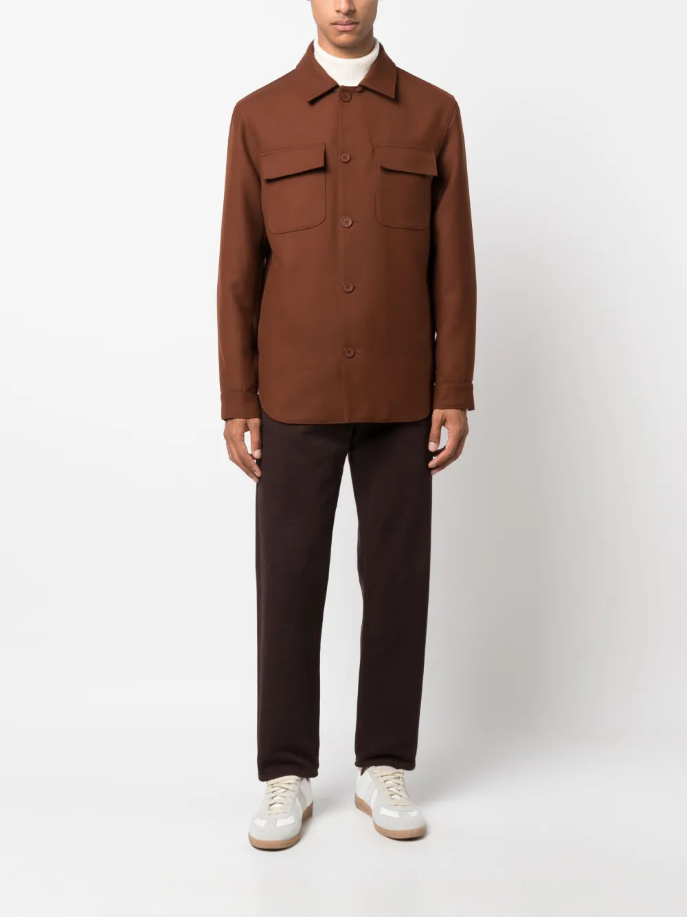 SANDRO Button-up shirtjack - Bruin