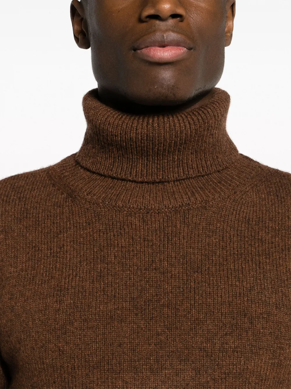 Mens brown polo neck jumper deals