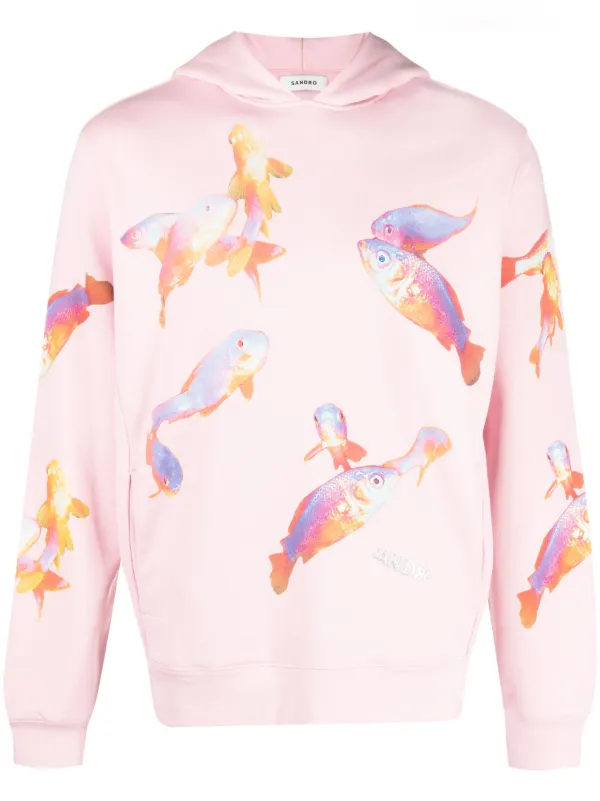 SANDRO goldfish print Cotton Hoodie Farfetch