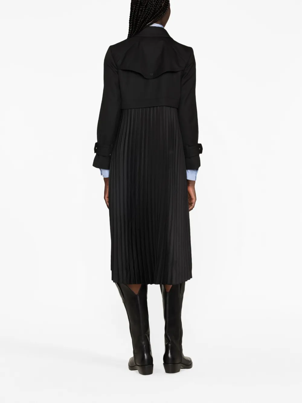 SANDRO Manteau a Empiecements Plisses Noir FARFETCH FR