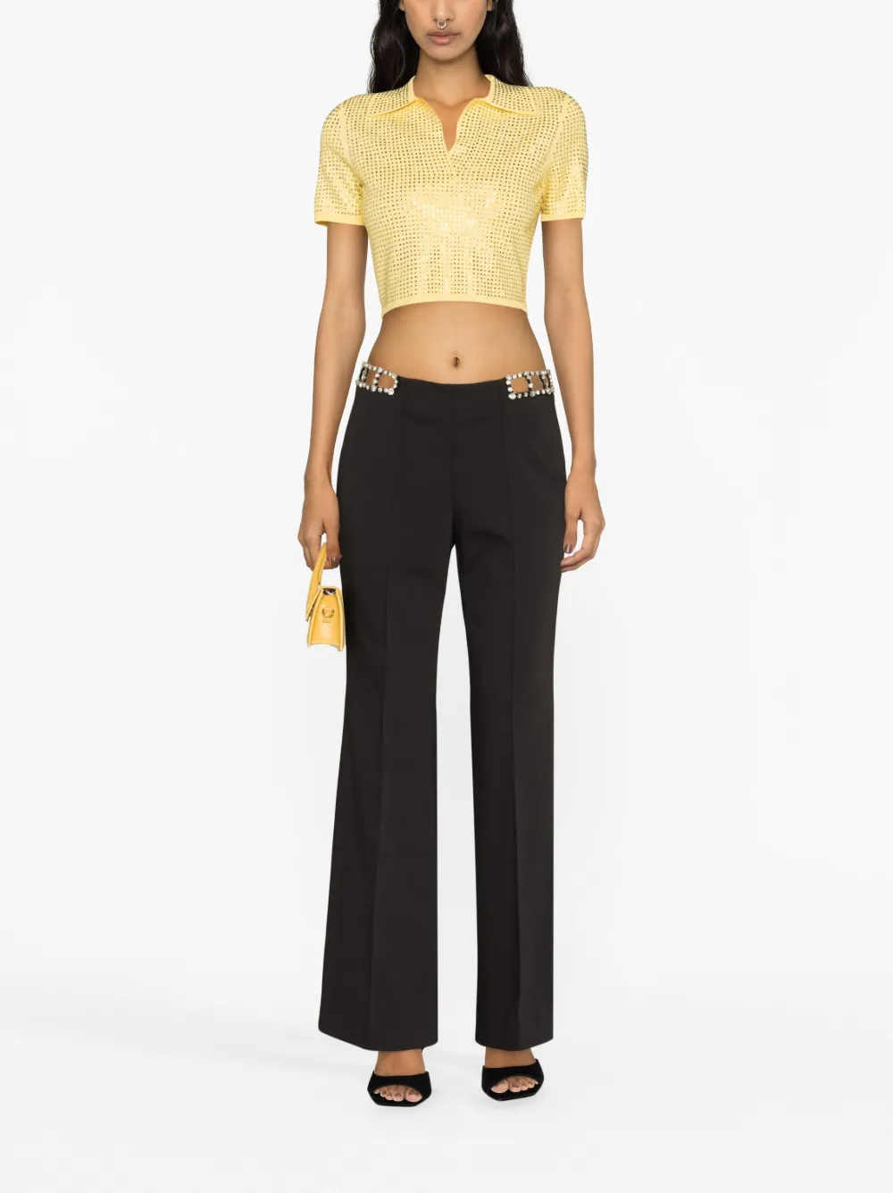 SANDRO crystal-embellished cut-out trousers - Zwart