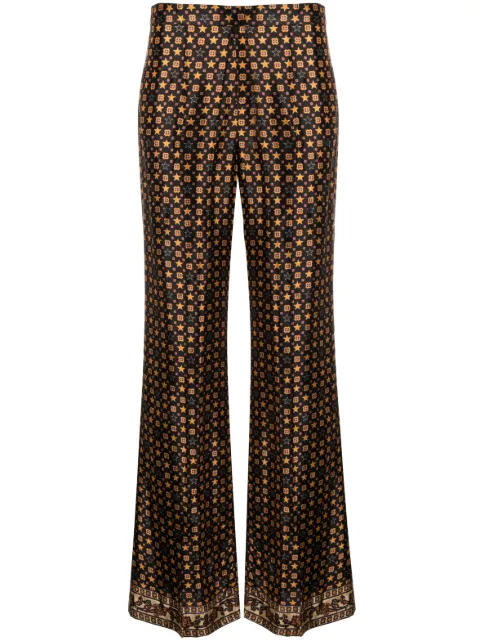 SANDRO - star-print flared satin trousers