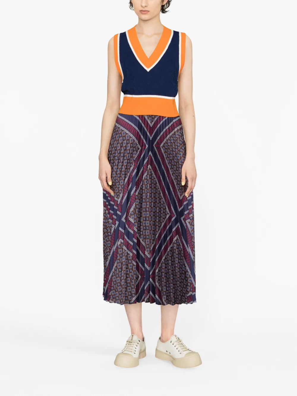 SANDRO Midi-rok met geometrisch patroon - Blauw