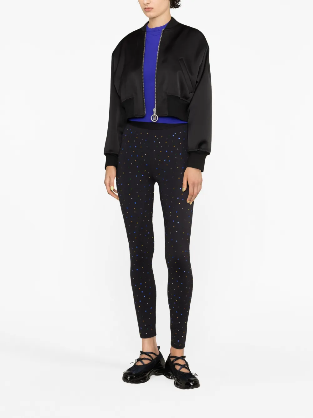 SANDRO Legging met stras logo - Zwart