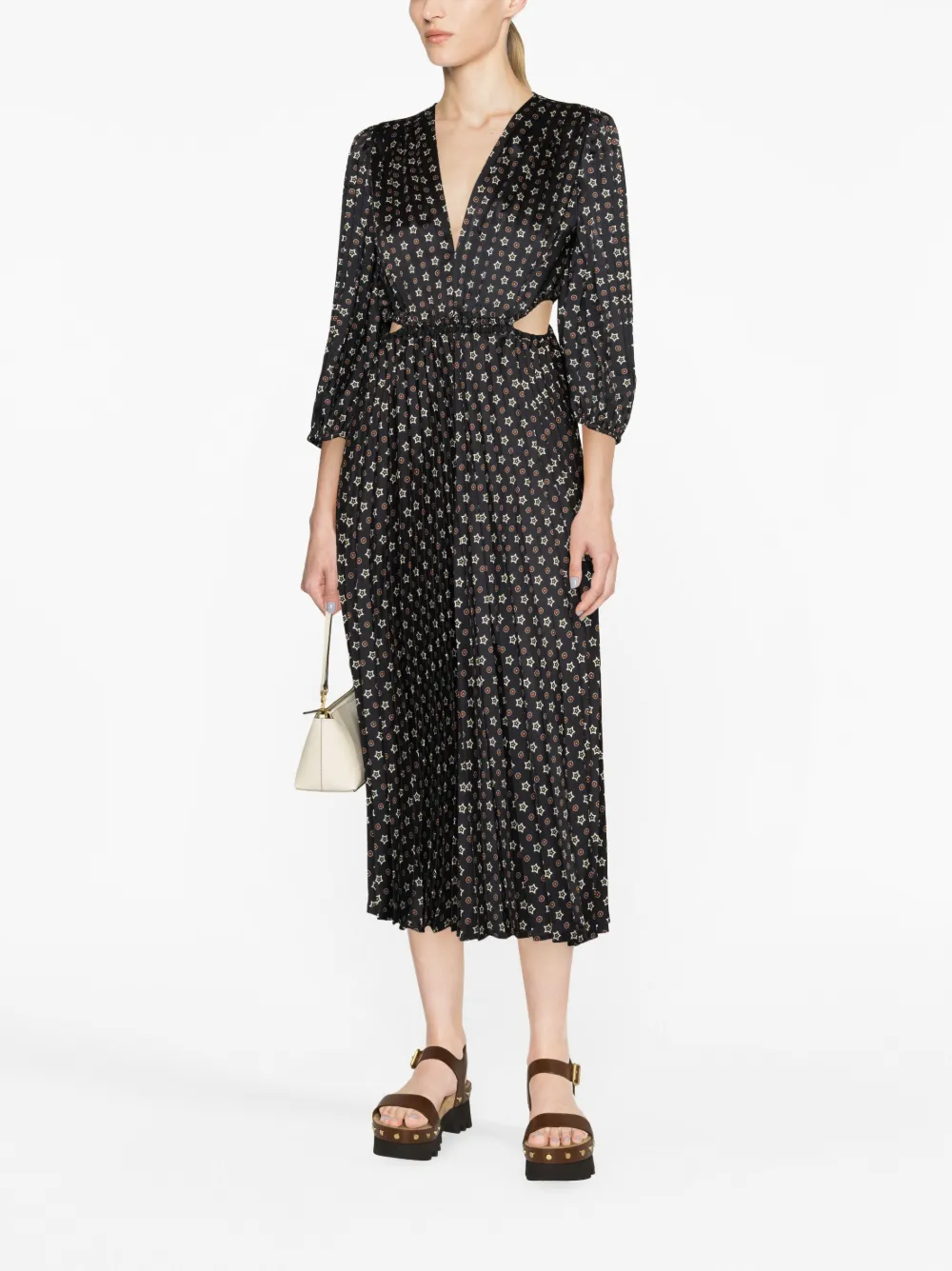 SANDRO Midi-jurk met print - Zwart