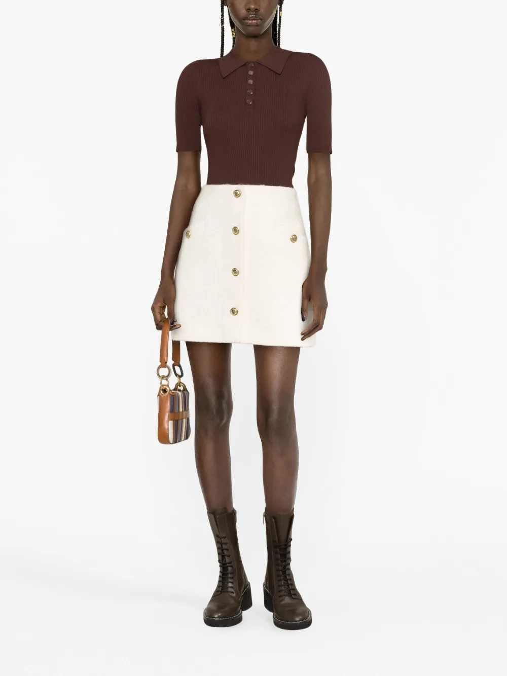 SANDRO Mini-rok met knoopdetail - Wit