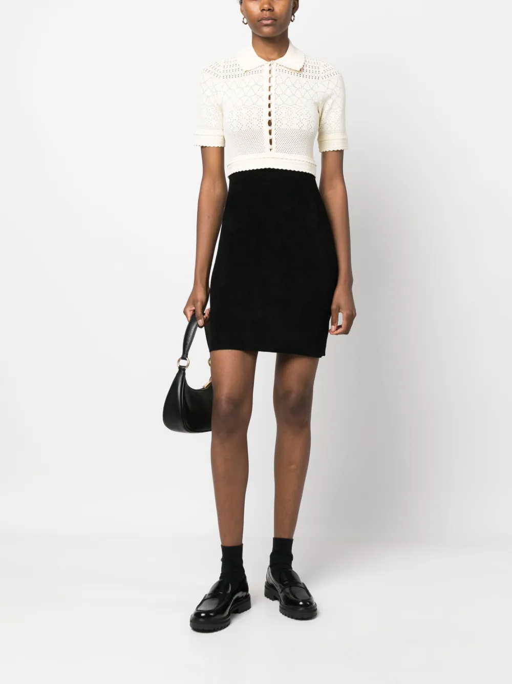 SANDRO short-sleeve knitted minidress - Zwart