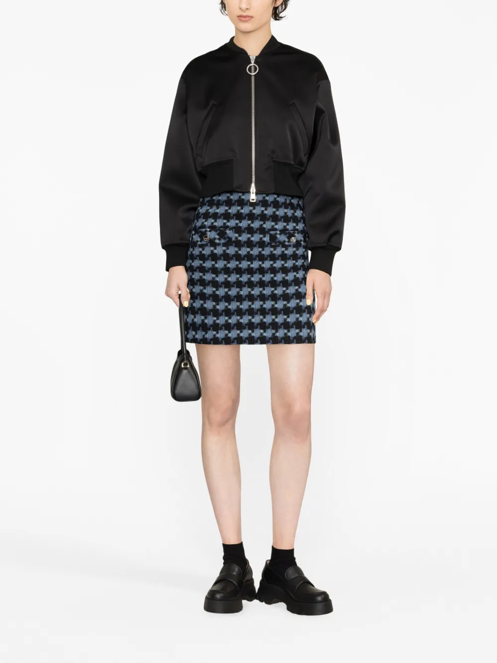 SANDRO Rok met pied-de-poule print - Blauw