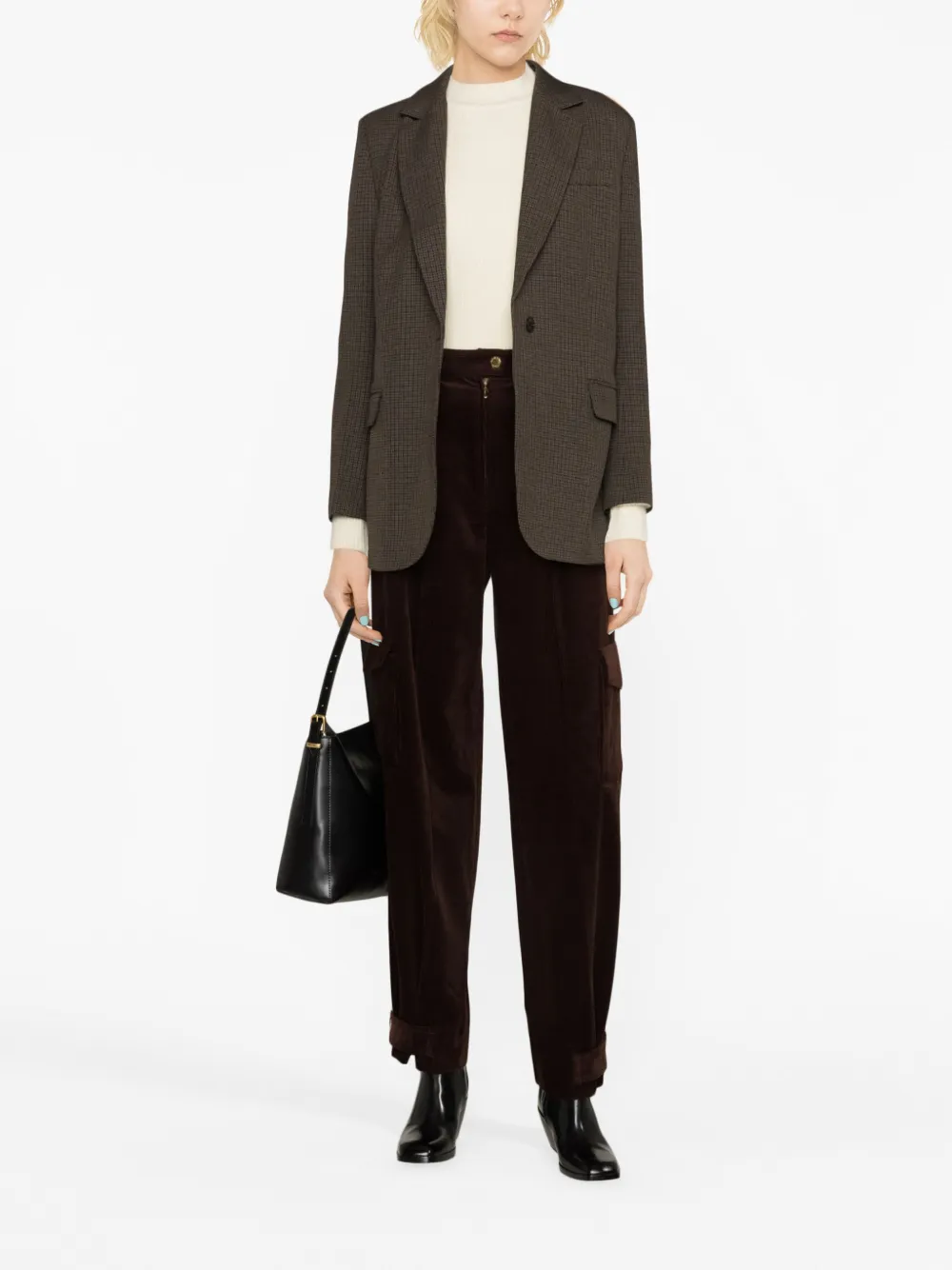 SANDRO Geruite blazer - Bruin