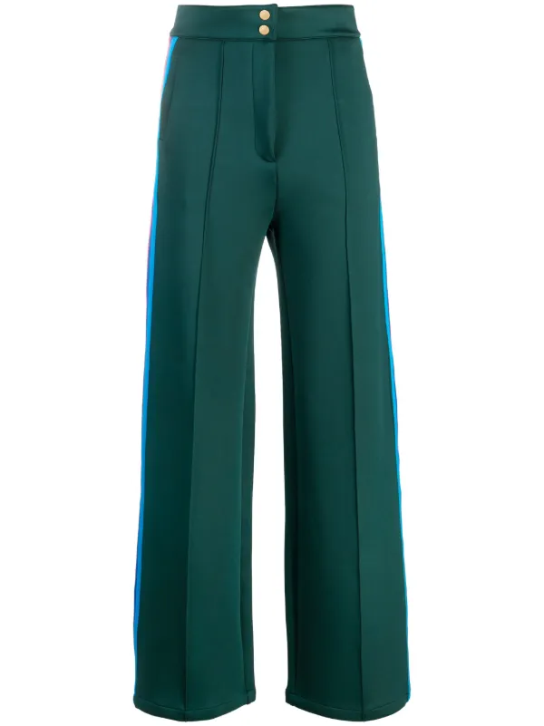 Green trousers with side stripe sales