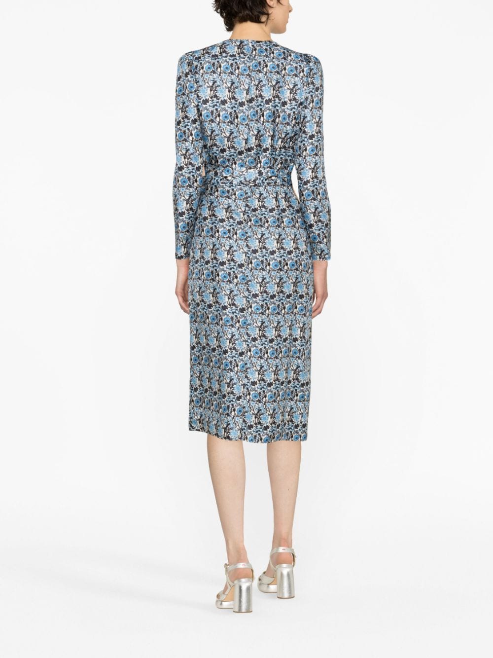 SANDRO Midi-jurk met bloemenprint Blauw