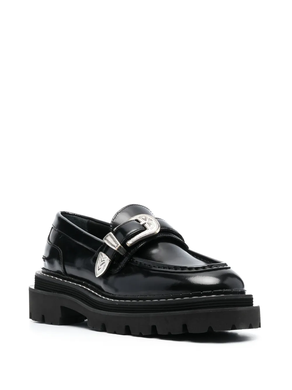 SANDRO buckle-embellished Leather Loafers - Farfetch