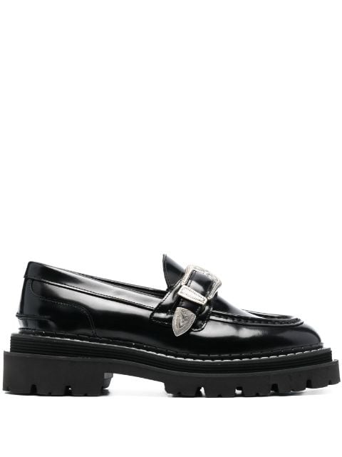 SANDRO buckle-embellished leather loafers
