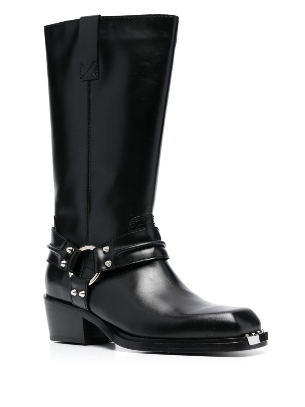Shop Sandro 50mm Square-toe Leather Boots In Black