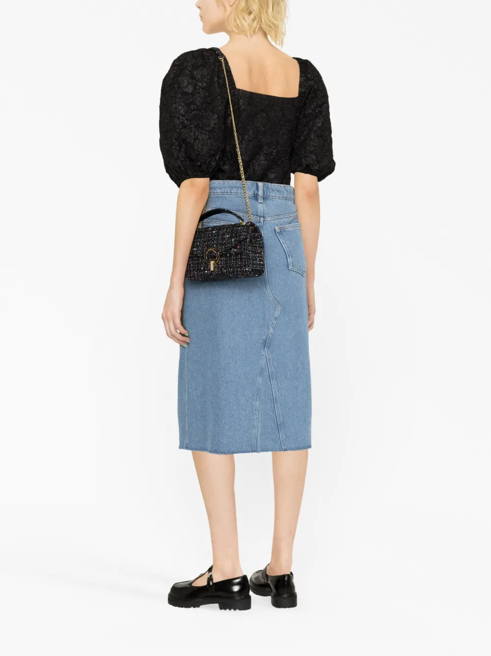 SANDRO Tweed crossbodytas - Zwart