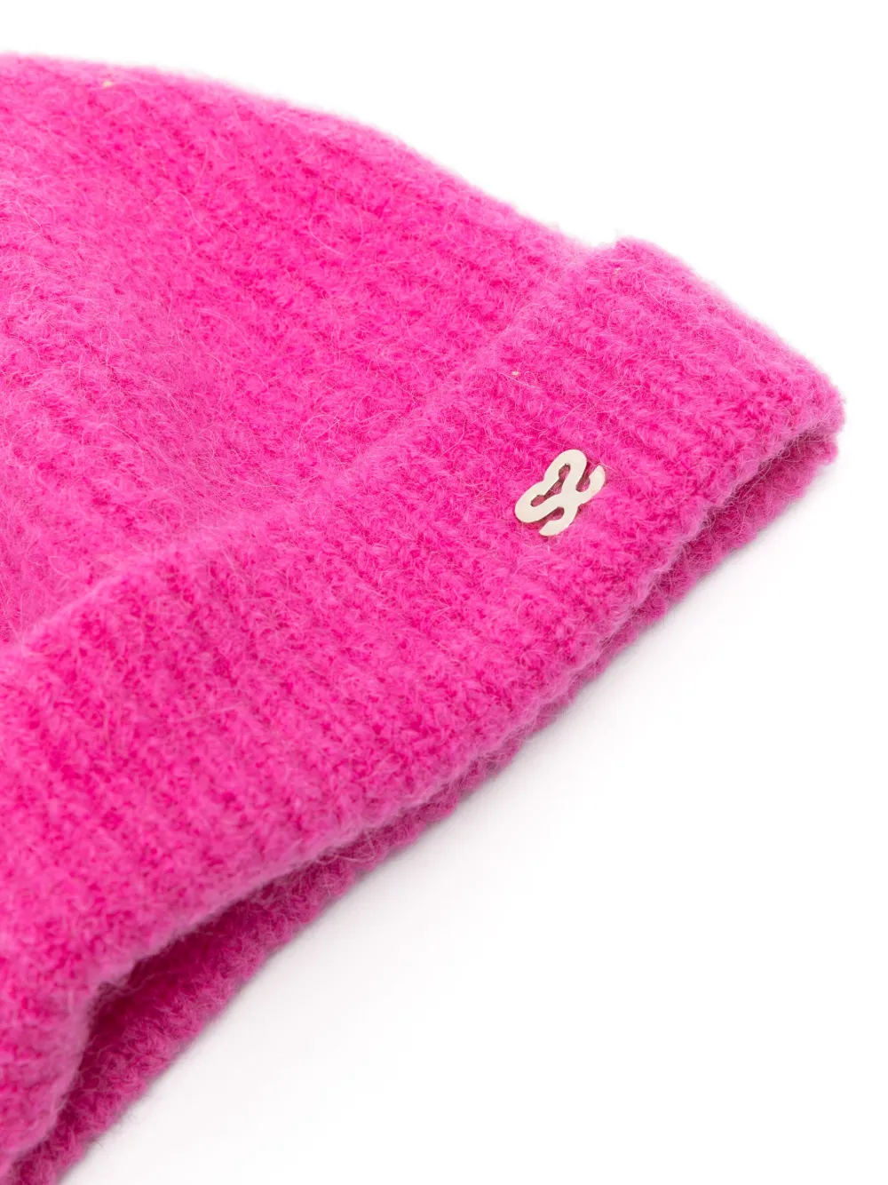 SANDRO logo-lettering ribbed beanie - Roze