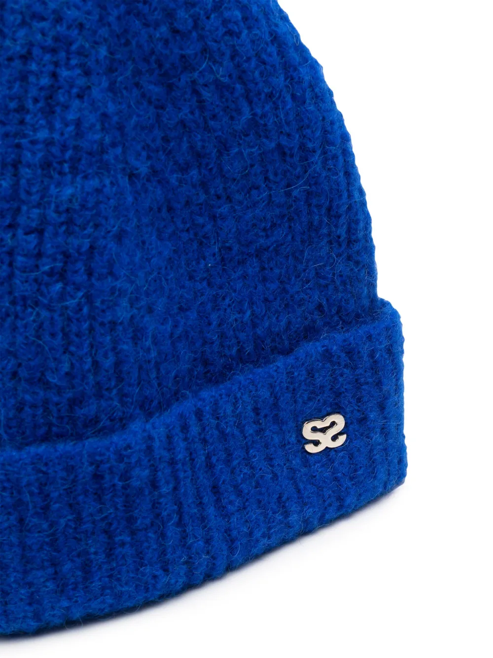 SANDRO logo-lettering ribbed beanie - Blauw