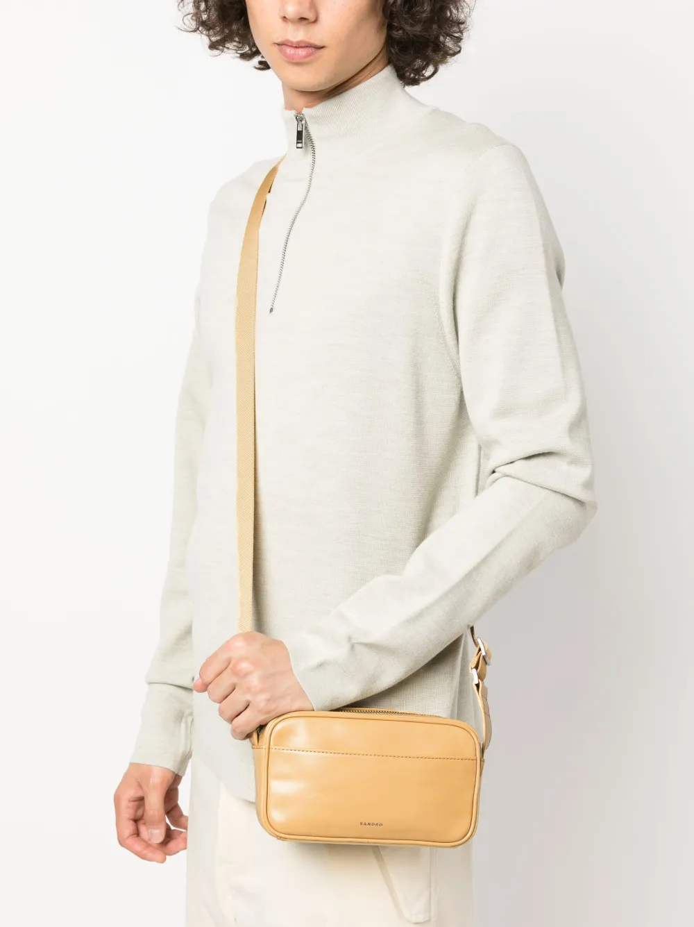 SANDRO Messengertas met logo-reliëf - Beige