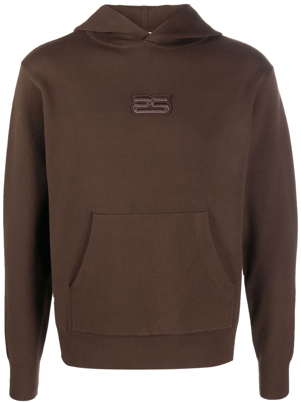 Sandro Logo-patch Pouch-pocket Hoodie In Brown