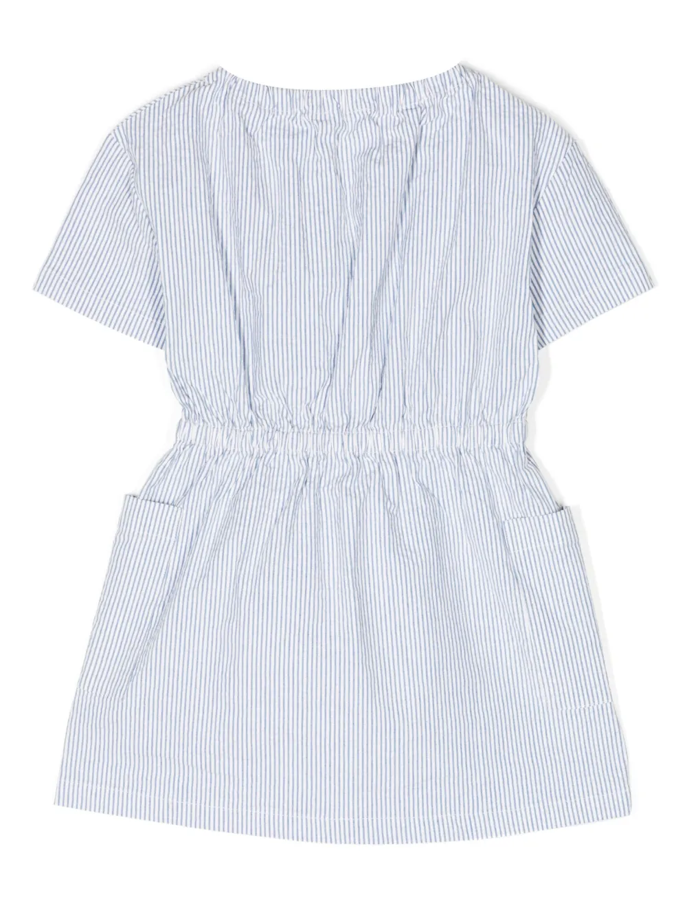 Kenzo Kids logo-embroidered striped A-line dress - Blauw