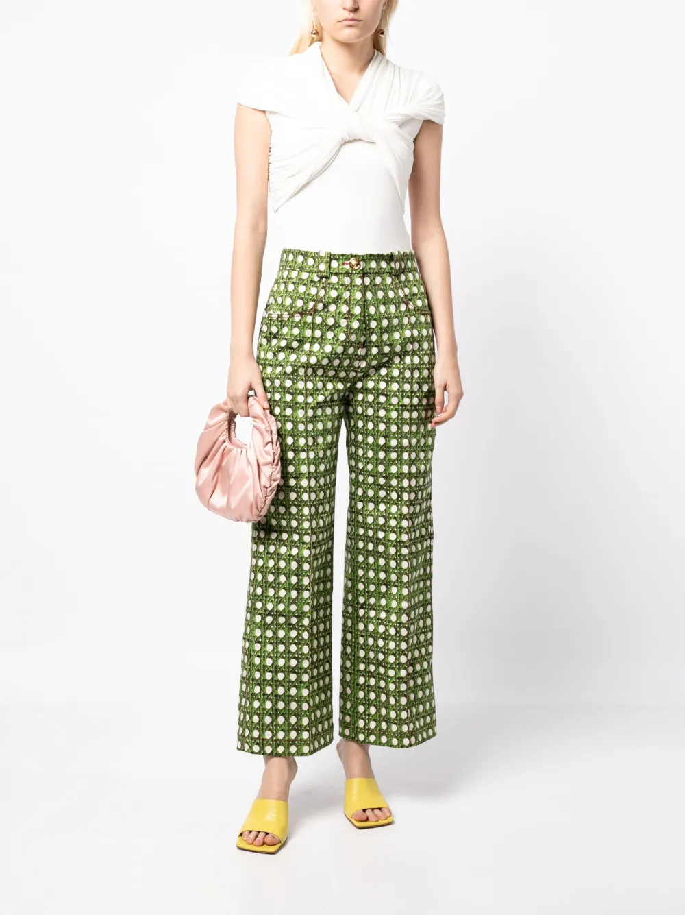 Giambattista Valli polka dot-print high-waisted trousers - Groen