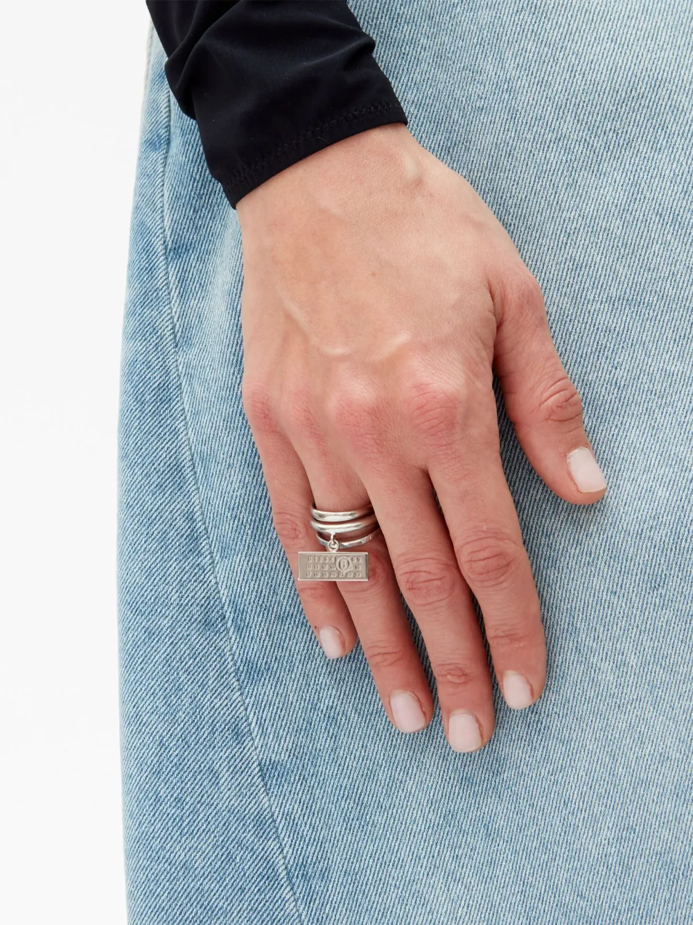 MM6 Maison Margiela numbers-motif multi-band ring - Grijs