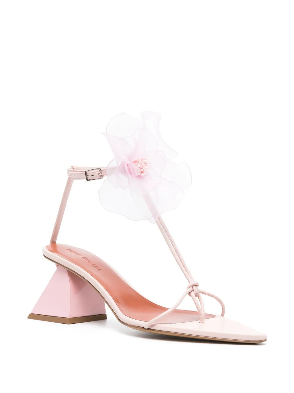 Nensi Dojaka 60mm floral-appliqué leather sandals - Roze