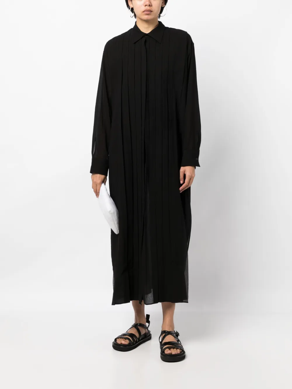 Yohji Yamamoto Geplooide maxi-jurk - Zwart