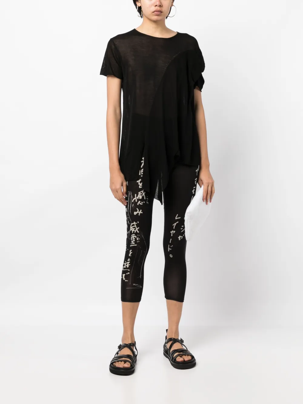 Yohji Yamamoto Legging met geometrische print - Zwart