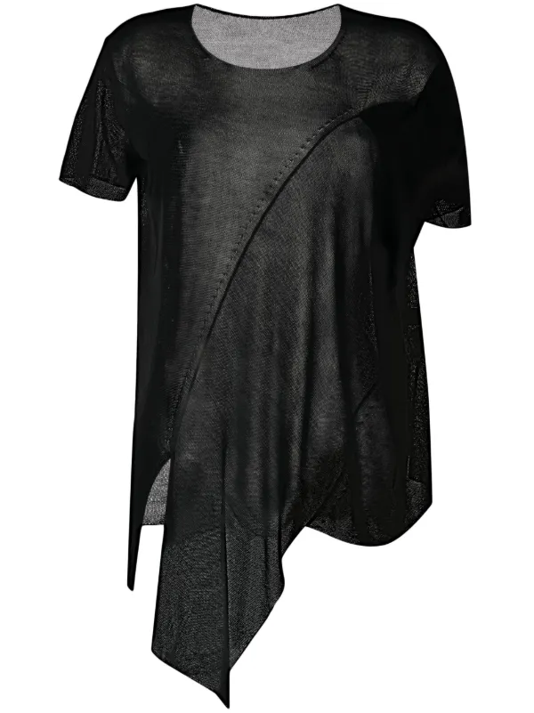 Tシャツ・カットソー Yohji Yamamoto 80/- HIGH GAUGE ASYMMETRY HEM LONG S Yohji Yamamoto POUR HOMME Asymmetry T-Shirt _ FASCINATE