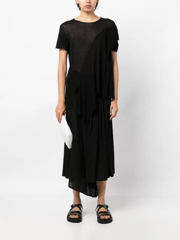 憧れの Asymmetric Yamamoto Yohji semi-sheer Black | T-shirt ジャケット・アウター