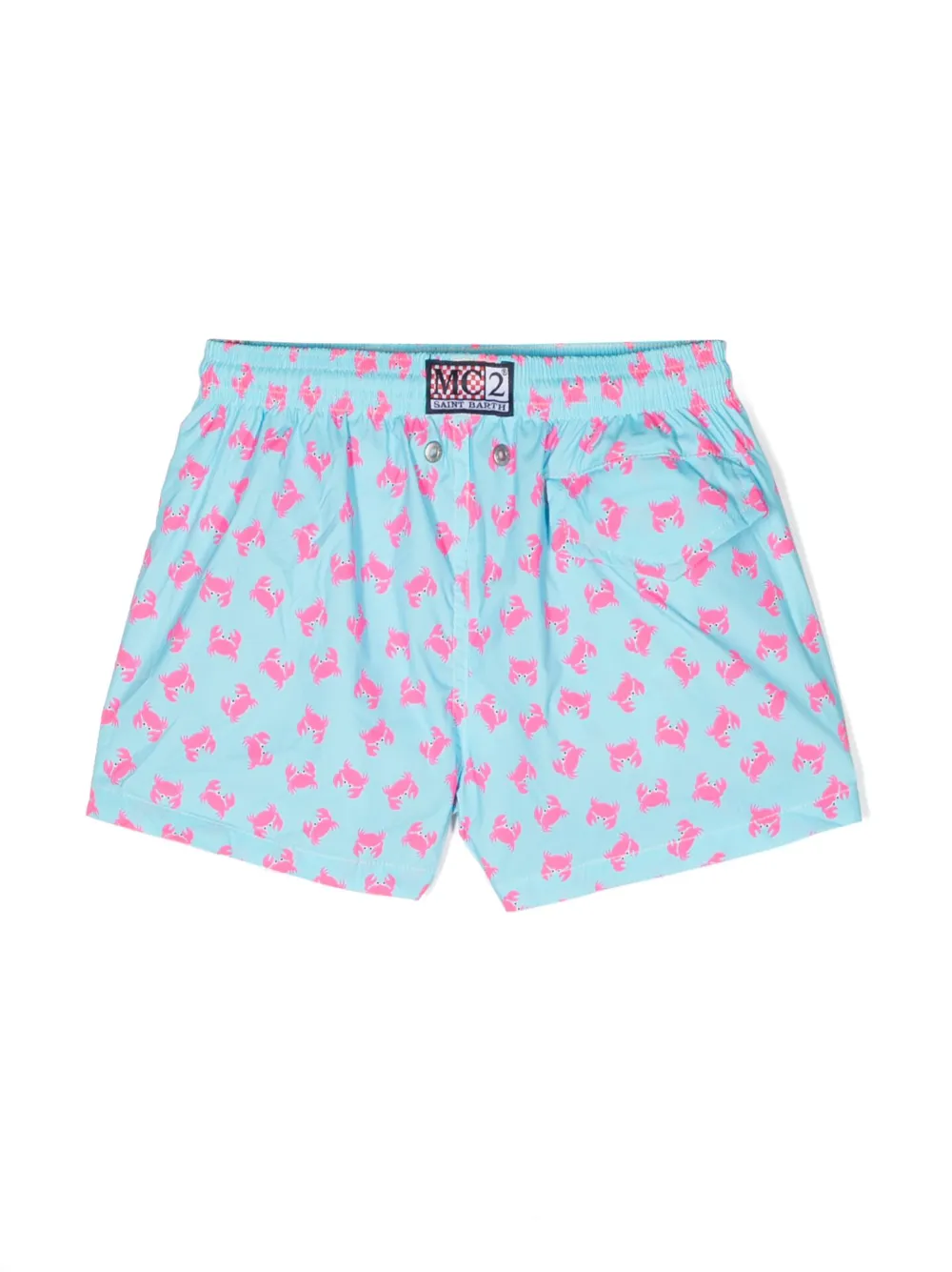 MC2 Saint Barth Kids logo-patch graphic-print swim shorts - Blauw